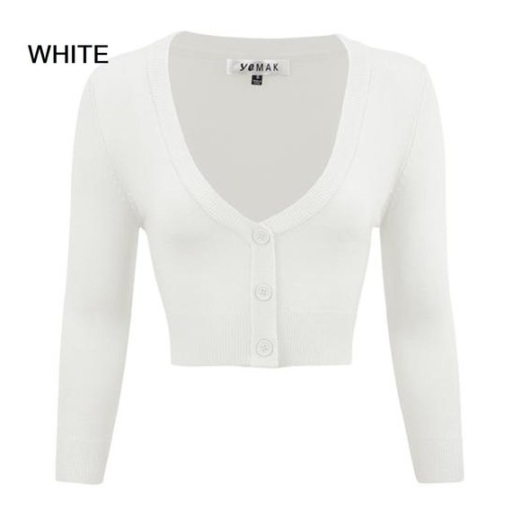 Cropped Cardigan Large XL Sweater 3 for $40. 3/4 Sleeve V-Neck Basic Button Down - Picture 9 of 16